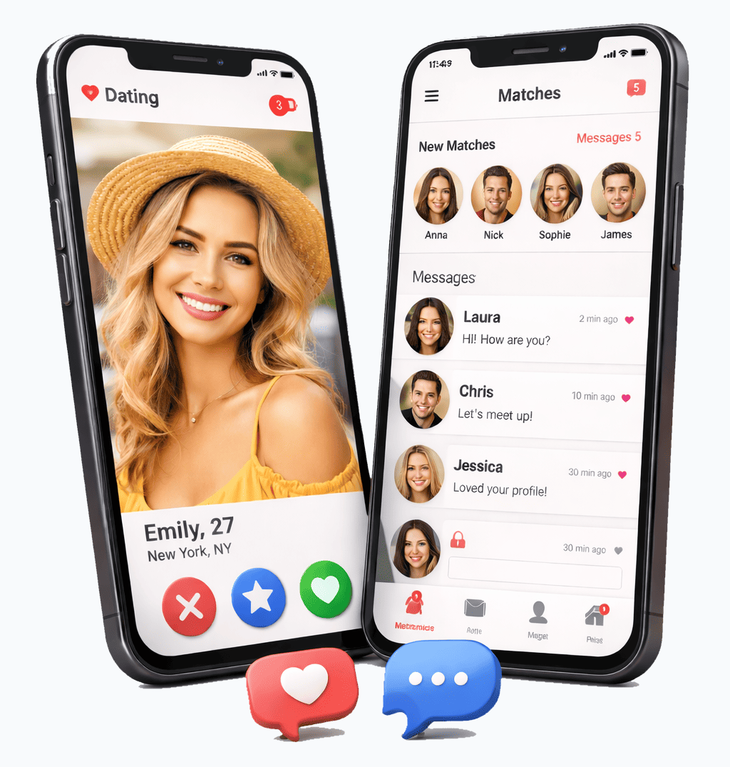 dating ios app interface swipe matching chat