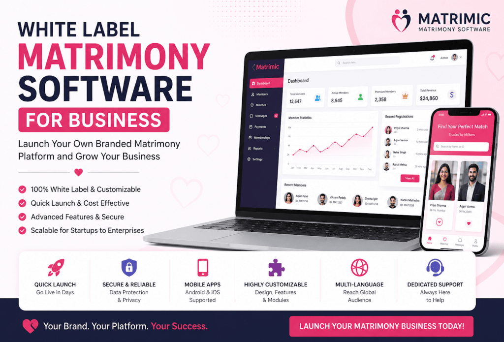White Label Matrimonial Software Dashboard